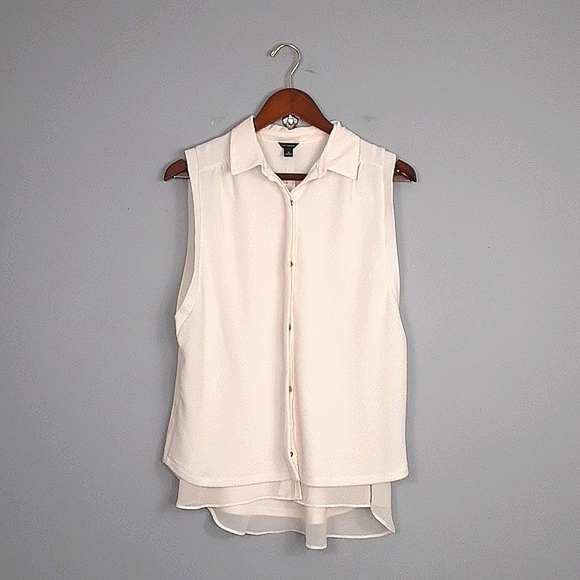 Ann Taylor Knit Sleeveless Flowy Cream Ivory Top - Picture 2 of 10